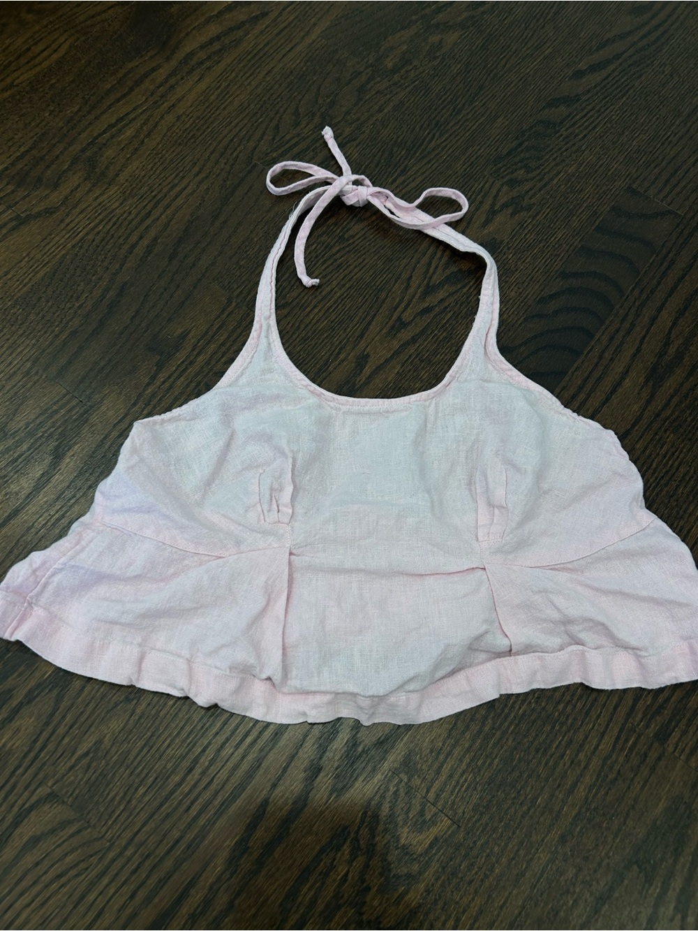 Free People Linen Light Pink Halter Crop Top
